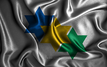 Ji-Parana flag, , silk wavy flags, brazilian cities, Day of Ji-Parana, Flag of Ji-Parana, fabric flags, 3D art, Ji-Parana, cities of Brazil, Ji-Parana 3D flag HD wallpaper