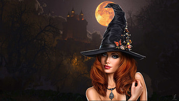 Halloween Witch, art, , girl, woman, witch, halloween, digital, pretty, fantasy HD wallpaper