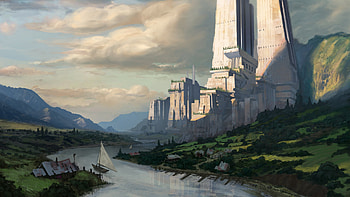 Majestic Fantasy Cityscape, fantasy, city, fantasy city HD wallpaper