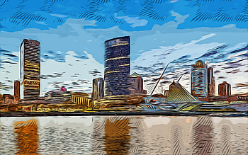 Milwaukee, Wisconsin, , vector art, Milwaukee drawing, creative art, Milwaukee art, vector drawing, abstract cityscape, USA, Milwaukee cityscape HD wallpaper