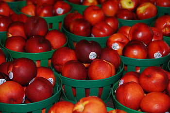 Fruits, Food, Nectarines, Baskets HD wallpaper