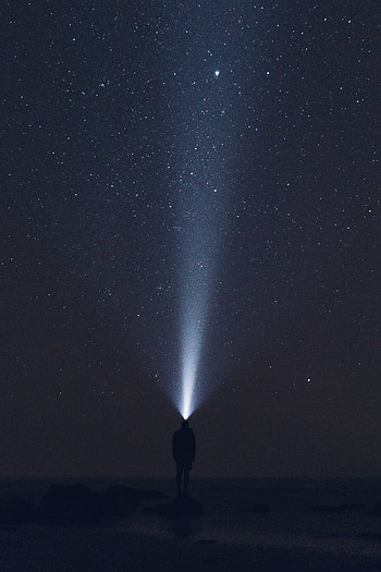 Universe, Shine, Light, Starry Sky, Human, Person, Flashlight HD phone wallpaper
