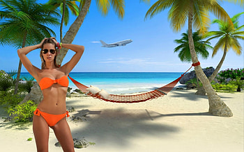 Bikini Model Adele, bikini, model, blonde, beach HD wallpaper