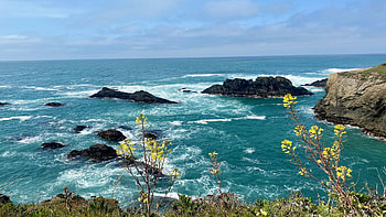 Ft. Bragg, Northern California Coast, clouds, sea, sky, rocks, usa HD wallpaper