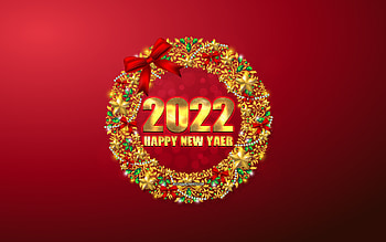 Happy New Year 2022, , 2022 concepts, Red Christmas background, New Year 2022, Golden Christmas wreath, 2022 Happy New Year, 2022 Christmas background, 2022 greeting card HD wallpaper