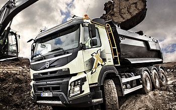 2022, Volvo FMX, mining truck, exterior, front view, new white FMX, quarry, swedish trucks, Volvo HD wallpaper