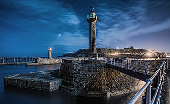 Lighthouses, Nature, Sea, Stars, Night, Lights HD wallpaper