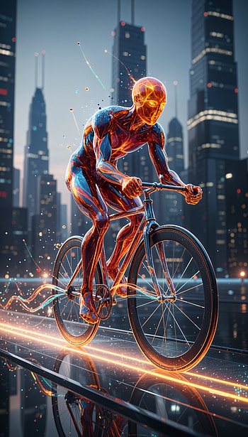 Neon City Rider — Futuristic Cycling , bicycle, cyborg HD phone wallpaper