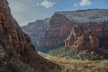 Zion National Park, dirt, grand, green, clouds, cool, nature, clay, mountain HD wallpaper