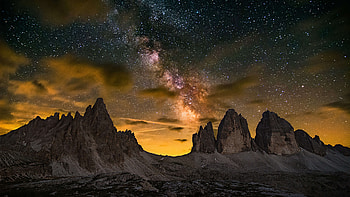 Tremontana Lavaredo Italy, italy, nature, mountains, snow, sky, clouds, stars HD wallpaper