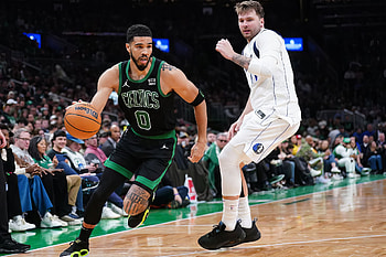: Luka Dončić vs Jayson Tatum - Mavericks vs Celtics, NBA, Luka Dončić, Dallas Mavericks, Boston Celtics, Jayson Tatum HD wallpaper