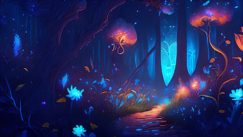 Neon Forest, AI Art, fantasy, forest HD wallpaper