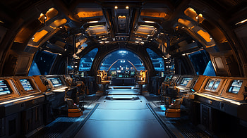 Sci-Fi Starship Bridge, Sci Fi, spacecraft, interior, futuristic HD wallpaper