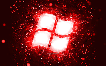Windows red logo, , red neon lights, creative, red abstract background, Windows logo, OS, Windows HD wallpaper