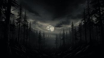 Moonlit Forest Path, dark, forest HD wallpaper