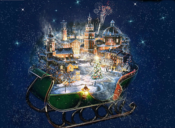 Christmas charm, blue, stars, fantasy HD wallpaper
