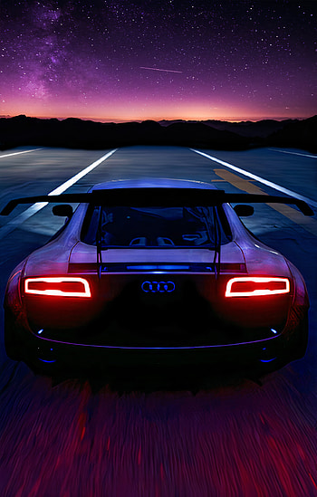 Modified Audi R8 V10, Cars, Sky, automotive lighting, Forza Horizon 5, Night, Auto, FH5, Pink, Spoiler, Car, Purple, Horizon, Forza HD phone wallpaper