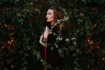 Lovely Girl, redhead, model, leaves, woman HD wallpaper