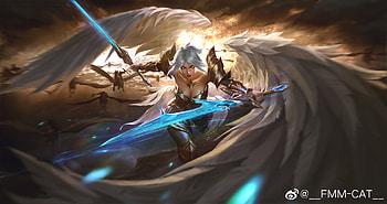 Angel, fmmcat, fmm cat, blue, wings, fantasy HD wallpaper