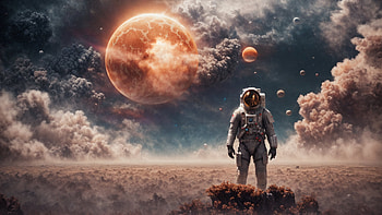 Astronaut On an Alien Planet, astronaut, Alien Planet, moon, space, universe HD wallpaper