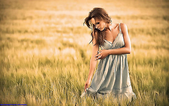 Romantic Girl, model, girl, beautiful, woman, pretty, field, nature, romantic, female HD wallpaper
