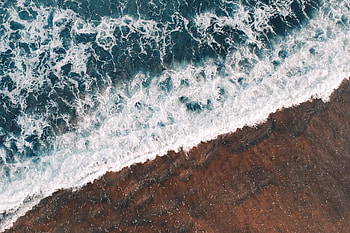 Aerial view, calm, sea waves, nature HD wallpaper