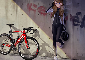 Anime, Girl and Bikes HD wallpaper