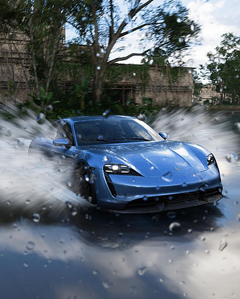 Porsche, automotive lighting, sky, Forza Horizon 5, Taycan, Forza Mexico, Porsche Taycan HD phone wallpaper