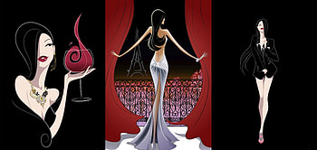 Chic, paris, jacket, necklace, teuxedo, balcony, dress, tux, velvet, tower, red, red wine, glass, wine HD wallpaper