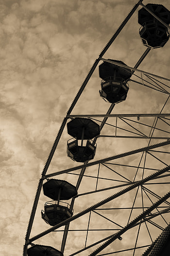 Sky, Miscellanea, Miscellaneous, Ferris Wheel, Attraction, Sepia HD phone wallpaper