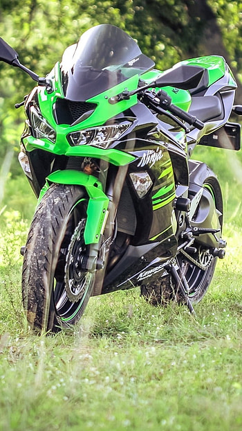 Ninja Bike, Grass Background HD phone wallpaper