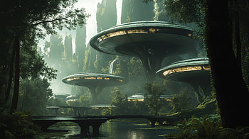 Vista of an Alien World - Ultra, Sci Fi, alien world, futuristic, nature, architecture HD wallpaper