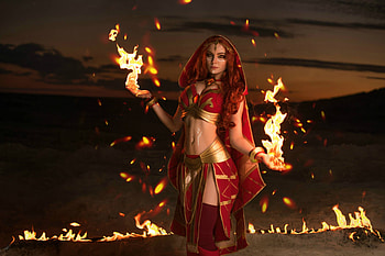 Lina Dota 2 Cosplay, cosplay, dota-2, games, girls HD wallpaper
