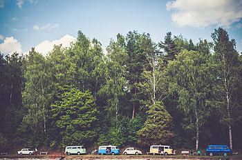 Nature, Trees, Forest, Camping, Campsite, Vans HD wallpaper