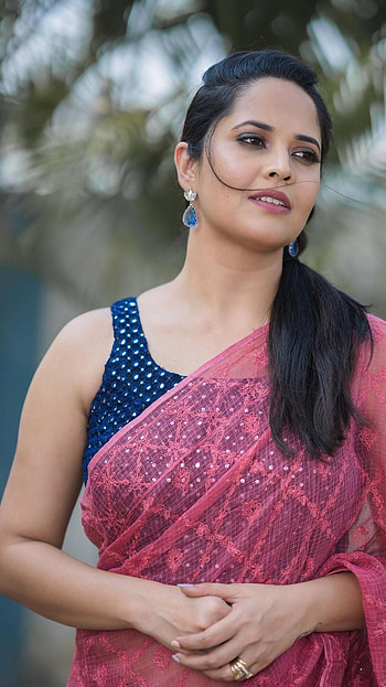 Anusuya Bharadwaj, telugu actress, saree lover HD phone wallpaper