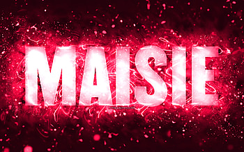 Happy Birtay Maisie, , pink neon lights, Maisie name, creative, Maisie Happy Birtay, Maisie Birtay, popular american female names, with Maisie name, Maisie HD wallpaper