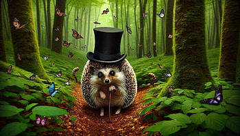 Charming Woodland Creature: A Adventure, woodland creature, hedgehog, forest, butterfly, whimsical HD wallpaper