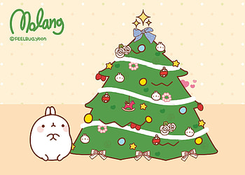 San-X Molang Christmas - Here are 3 super cute Molang Backgrounds for Christmas! Click each to be taken to the full size ... HD wallpaper