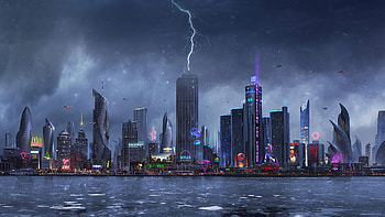 Lightning Striking On Building , buildings, lightning HD wallpaper
