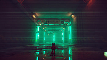 Stray Video Game Glitch : Neon Cyberpunk Cat Scene, video game, Stray, glitch HD wallpaper