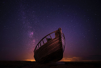 Nature, Night, Starry Sky, Boat HD wallpaper