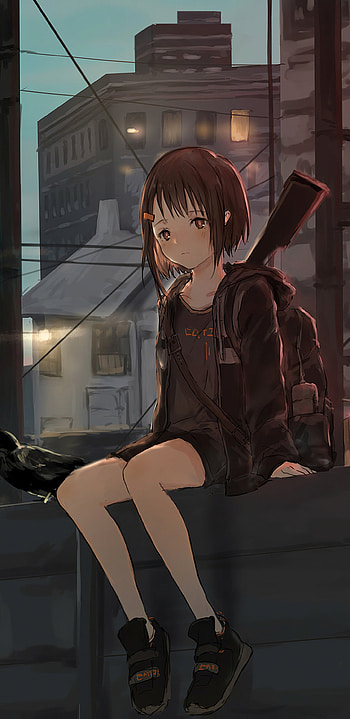 Sad anime girl , Emotional atmosphere, Loneliness portrayed, Beautiful artwork HD phone wallpaper