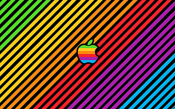 Apple retro logo, , artwork, rainbow brickwall, creative, brands, Apple logo, rainbow backgrounds, Apple abstract logo, Apple HD wallpaper
