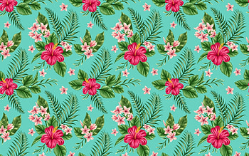 Hibiscus and Plumeria, plumeria, hibiscus, blooms, pattern HD wallpaper