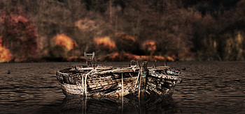 Vintage, old boat, lake HD wallpaper