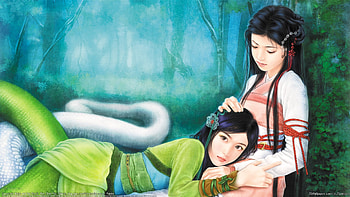 Two girls, angel, chen, 3d, abstract, game, 2girls, wen chen yen, art, color, wen, girl, yen, fairy, anime, fantasy, women, dream HD wallpaper