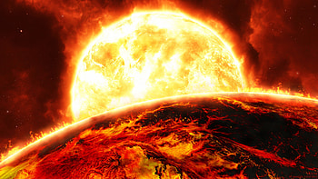Universe, Fire, Sun, Bright, Flame, Planet HD wallpaper
