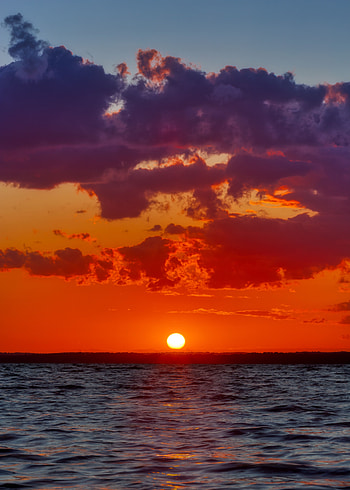 Nature, Sunset, Sea, Clouds, Waves, Horizon HD phone wallpaper