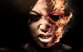 Face on fire, gothic, fire HD wallpaper