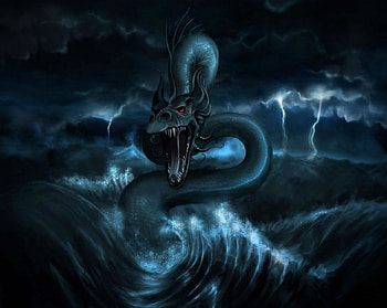 THE OCEAN GUARDIAN, dragon, lightning, guardian, ocean HD wallpaper